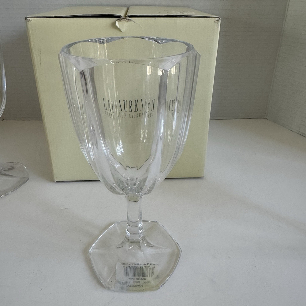 Ralph Lauren Lumiere Crystal Goblets, Etched LRL Set Of 4 RARE** - Picture 6 of 14